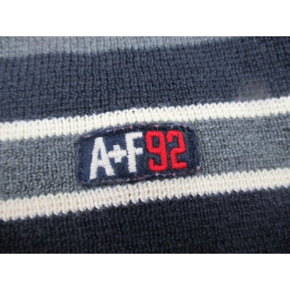 Abercrombie & Fitch Sweater Mens XL Red Gray Striped Muscle V Neck Pullover Knit